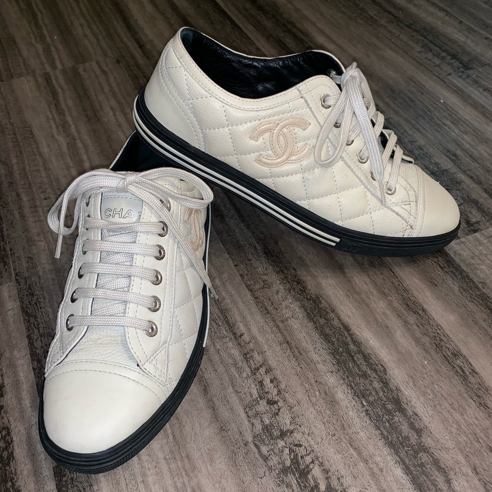 Chanel Caviar Leather Sneaker White